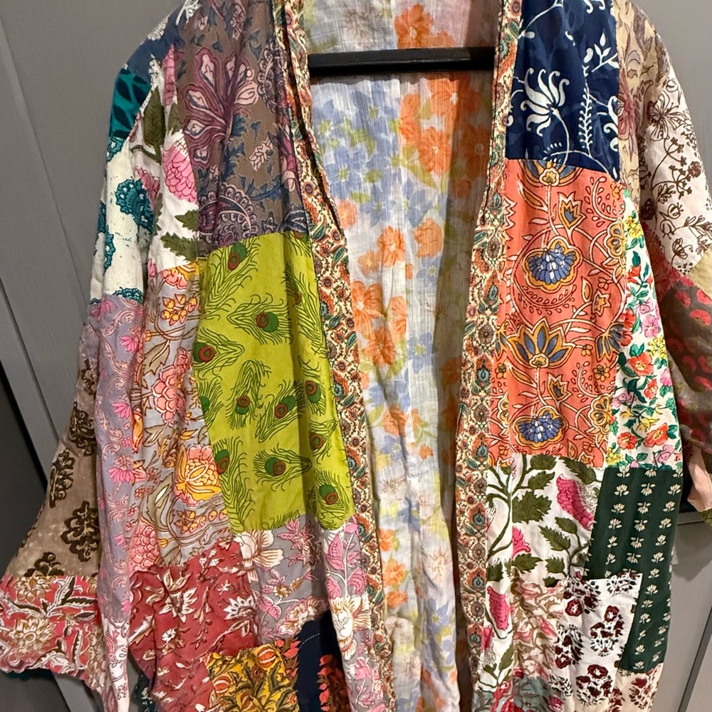 Repurposed Cotton Sari Robe - Picture 5 of 12